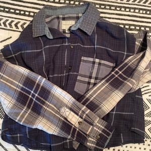 cropped american eagle blue flannel